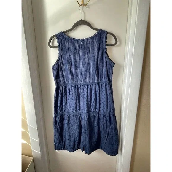 Prana Women's Kendell Eyelet Blue Cotton Mini Dress Medium - Picture 11 of 15